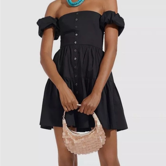 STAUD Women's Mini Elio Dress, Black, 10 - Picture 2 of 4